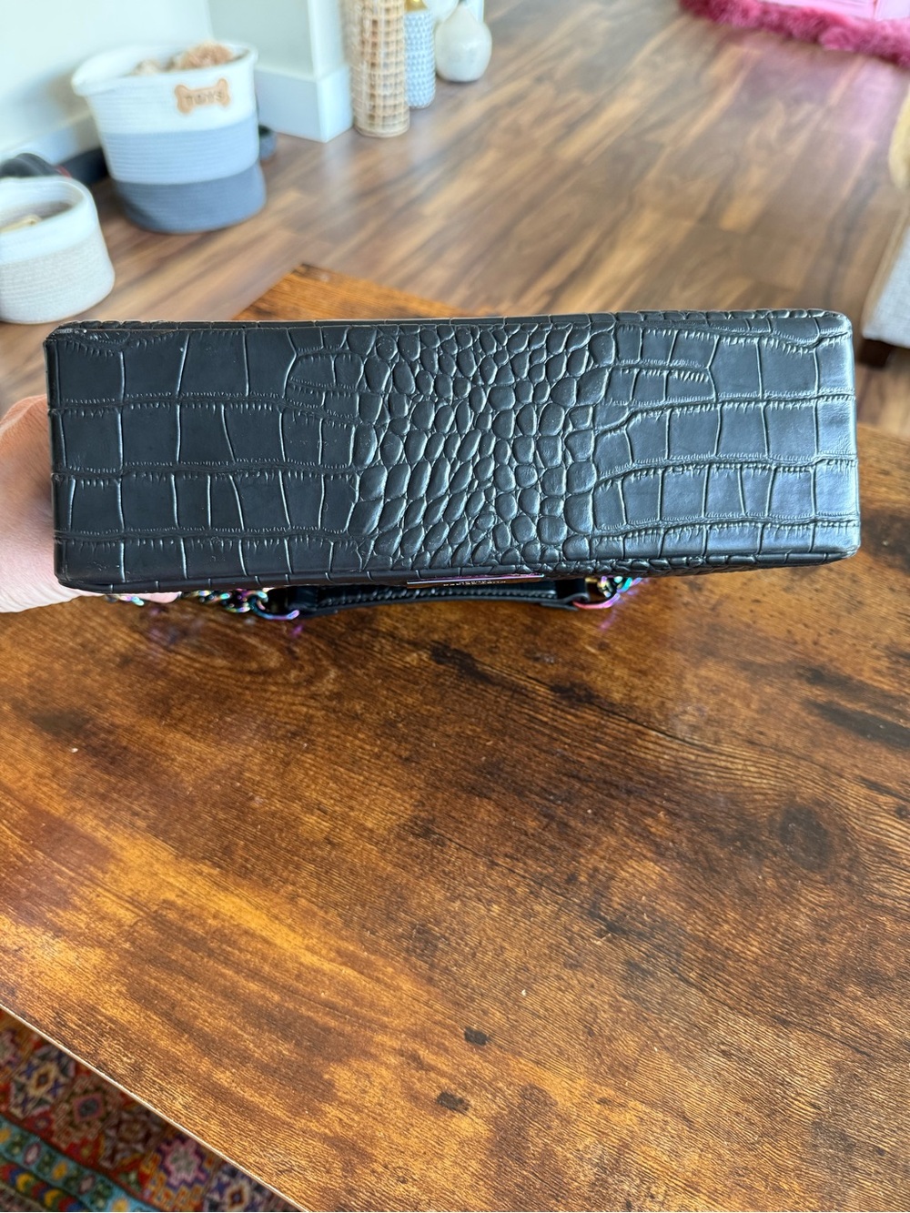 Authentic Kurt Geiger London bag in black crocodile embossed leather - Picture 7 of 8
